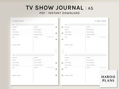 the tv show journal is open and ready to be used for your next project or presentation