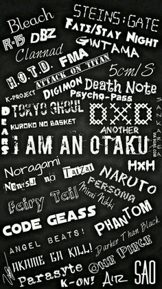 a black and white poster with many different types of writing on the side of it