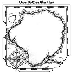 a black and white drawing of a map with an compass in the middle, surrounded by lines