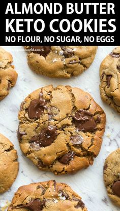 almond butter keto cookies with no flour, no sugar and no eggs on top