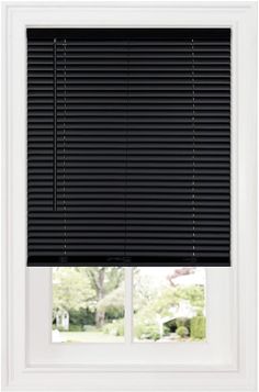 a window with black blinds in it