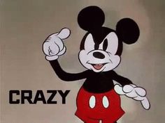 an animated mickey mouse with one hand in the air