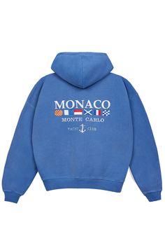 Vintage Monaco, Monaco Yacht, Heavyweight Hoodie, Hoodie Fits, Vintage Hoodies, Fleece Shorts, French Terry Fabric, Blue Hoodie, Yacht Club