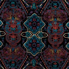 an ornate design with blue, red and purple colors on black background stock photo - 1307982