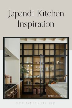 the japanese kitchen inspiration book is open to reveal its interior design and features glass doors