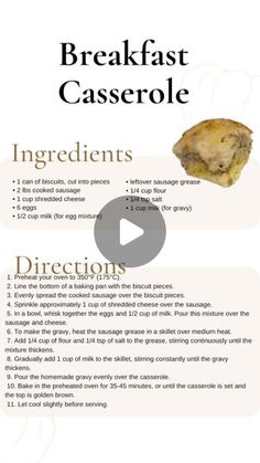 a recipe for breakfast casserole with ingredients