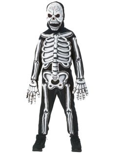 a skeleton costume is shown on a white background