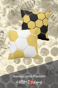 A decorative pillow shows a black honeycomb pattern by KBM D3signs. If the yellow hue fails to match color it your way by modifying the fill color. The #ZazzleMade pillows comes with or without zipper for indoor or outdoor use in 16" and 20". Click through for more black and yellow pillows. Yellow Throw Pillows, Pink Throw Pillows, Grey Throw Pillows, Yellow Pillows, Grey Throw, Red Throw Pillows, Hexagon Pattern, Shades Of Turquoise