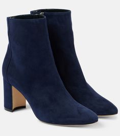 Find MANOLO BLAHNIK Rosie Suede Ankle Boots on Editorialist. Upper: leather. Lining: leather. Sole: leather insole and sole. Toe shape: pointed toe. Made in Italy. Includes: shoe box, dust bag. Designer color name: 4116 Navy. Closure: zipped side. Navy Ankle Boots, Manolo Blahnik Blue, Navy Blue Boots, Mid Heel Ankle Boots, Designer Ankle Boots, Designer Shopping, Blue Boots, Manolo Blahnik Shoes, Boots Ankle