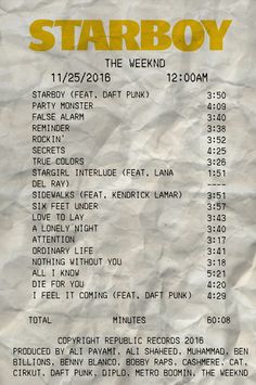 The Weeknd ‘Starboy Receipt’ High Quality Poster Starboy Receipt, Album Receipts The Weeknd, The Weekend Receipt, The Weeknd Album Receipt, The Weeknd Receipt, The Weeknd Room, Cool Posters For Room, Ios16 Wallpaper