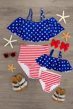 Mom & Me - Stars & Stripes Bikini - Sparkle In Pink Mommy Daughter Outfits, Mom Body, Sparkle In Pink, Matching Swimwear, Country Outfits, Fit Mom, Mommy And Me