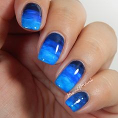 Blue Ocean Nails, Ocean Blue Nails, Nails 2015, Nails Bridal, Blue Ombre Nails, Pretty Nail Art Designs, Nails Blue, Blue Nail Designs