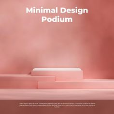 the minimal design podium website is displayed on a pink background with an empty shelf