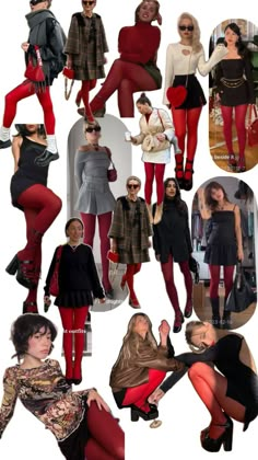 Red Tights Outfit, Red Tights, Rock Outfit, Tights Outfit, A Collage, Mode Inspo, Red Outfit, Your Outfit