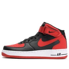 Nike Air Force 1 Mid '07 'Black Gym Red' 315123-029 (AF1/SNKR) Red Nike Air Force 1 Sports Shoes, Nike Air Force 1 Red Sports, Nike Air Force 1 Red Sports Shoes, Nike Air Force Mid, Af1 Mid, Nike Air Force 1 Mid, Air Force 1 Mid, Black Nike, Nike Air Force 1