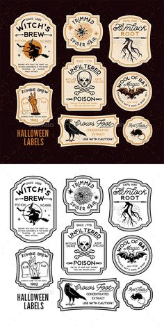 halloween labels and stickers with bats on them