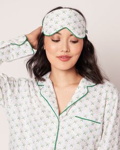 Game, set, sleep! Serve up a winning combination of comfort and style with our tennis print pajamas. Featuring a pair of classic crossed green racquets and a tennis ball, this design captures the undeniable charm of a classic sport. Whether you're a tennis enthusiast or simply appreciate it from the stands, these hand-drawn motifs celebrate the spirit of the game. How adorable are these sweet matching eye masks! They are the perfect gift and can be monogrammed to create a truly special memory. Y Classic Sleepwear For Pajama Party In Spring, Green Cotton Sleepwear For Overnight, White Classic Sleepwear For Spring, Green Spring Sleepwear For Bedtime, Classic Spring Sleepwear For Bedtime, Match Point, Racquets, Eye Masks, Print Pajamas