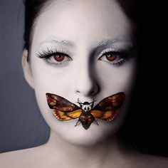 Make Up Diy, Fantasy Make-up, Halloween Make-up Looks, Creepy Costumes, Creepy Halloween Makeup, Movie Makeup, Silence Of The Lambs, Cute Halloween Makeup, Cool Halloween Makeup