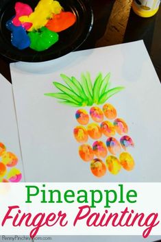 this pineapple finger painting is perfect for toddlers to make