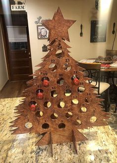 a christmas tree made out of wine corks