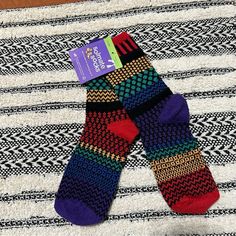 Nwt Soulmate Socks Rainbow Striped Knit Size L Large Women’s 10-12 Men’s 9-11 *4i-3 12th Man, S 10, Rainbow Stripes, Striped Knit, Hosiery, Soulmate, Color Blue, Socks, Rainbow