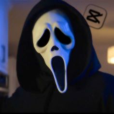 a person in a hooded jacket with a scream mask on