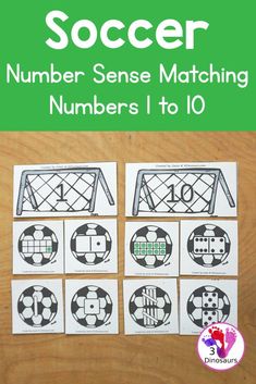 the number sense matching game for numbers 1 to 10 is shown in green and white