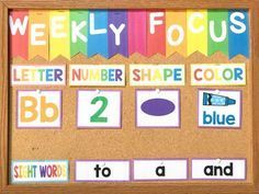 a bulletin board with different colors and numbers