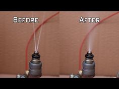 before and after photos of an old water heater's blow - off valve