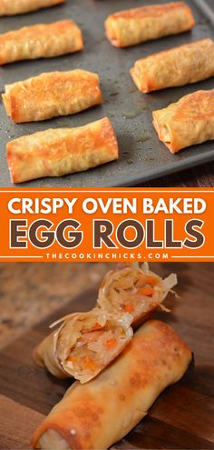 Oven Baked Crispy Egg Rolls are a healthier version of the popular fried Chinese appetizer. Made by filling an egg roll wrapper with coleslaw mix and seasonings, then baked in the oven until crispy and golden brown. No need to pull out your fryer for this delicious appetizer, side dish, or snack option! Homemade Baked Egg Rolls, Recipe Using Egg Roll Wrappers, Oven Baked Wontons, Low Calorie Egg Roll Wrapper Recipes, Easy Veggie Egg Rolls, Egg Rolls In The Oven, Baked Spring Rolls Recipe, Easy Chicken Egg Rolls Recipe, Eggrolls Recipe Easy Chicken