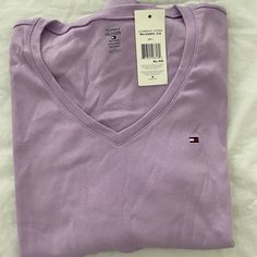 Tommy Hilfiger Xl Purple Never Worn Long Sleeved Tee. Tommy Hilfiger Fitted Long Sleeve Shirt, Casual Long Sleeve T-shirt By Tommy Hilfiger, Casual Tommy Hilfiger V-neck Top, Tommy Hilfiger Casual V-neck Top, Tommy Hilfiger Casual Cotton T-shirt, Ribbed Turtleneck Top, Tommy Hilfiger Long Sleeve Cotton T-shirt, Tommy Hilfiger Top, Tommy Hilfiger Long Sleeve