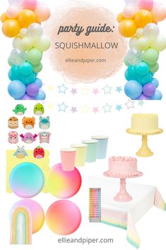 the party guide is filled with balloons, cake and other things to make it look like they