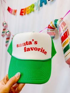 I love these Christmas truckers to pair with a sweater + sequin bottoms or even just a casual Christmas look with leggings! Featuring an adjustable snapback Custom Trucker Hats, Christmas Look, Good Energy, Trucker Hats, Bag Straps, New Shop, Gift Necklace, Set Dress, Trucker Hat