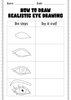 how to draw realistic eyes for kids with pictures on the front and side of it