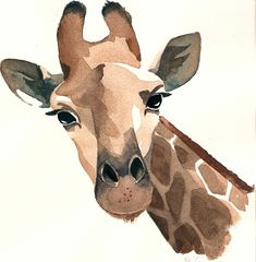 a painting of a giraffe looking at the camera