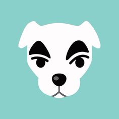 a white dog's face with black eyes on a blue background is featured in the image