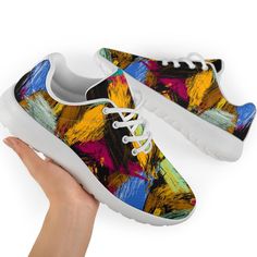 Abstract Paint Shoes, Colorful Sneakers, Custom Trainers, Shoes For Womens Shoes For Men, Gift For Her, Lightweight Shoes, Unique Design. All of our Sneakers are custom-made to order and handcrafted with love to the highest quality standards. -Lightweight construction with breathable mesh fabric for maximum comfort and performance. -Lace-up closure for a snug fit. -High-quality EVA sole for traction and exceptional durability. Comfort and Performance: Our double padded side liners provide except Casual Multicolor Walking Shoes With Round Toe, Sporty Multicolor Canvas Shoes For Streetwear, Multicolor Low-top Running Shoes, Breathable Multicolor Running Shoes For Streetwear, Comfortable Multicolor Breathable Running Shoes, Multicolor High-top Running Shoes For Jogging, Multicolor Sporty Custom Sneakers For Sports, Multicolor Custom Sporty Sneakers For Sports, Sporty Multicolor Custom Sneakers For Sports