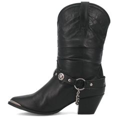 Women's Olivia Slouch Harness Boot by Dingo DI522 Indulge in timeless elegance with these 10" leather boots tailored for women. The fashion toe design adds a contemporary flair, complemented by a unique dancer heel for a touch of grace and style. Crafted from premium leather, these boots ensure both durability and a luxurious feel against the skin. The cushion comfort insole guarantees a plush and supportive experience, making them ideal for extended wear. The composition rubber outsole provides Boys Cowboy Boots, Girl Cowboy Boots, Lucchese Boots, Twisted X Boots, Dan Post, Kids Running Shoes, Harness Boots, Justin Boots, High Quality Shoes