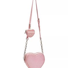 Love Is In The Air! This Heart-Shaped Emblish, Crossbody Bag Comes With A Cute Little Mini Heart-Shaped Air Bud/Coin Purse With A Little Flap Pocket On It. With A Key Chain Hook To Attach On The Strap. Has A Part Chain Removable And Adjustable Strap. Zipper Closure. Air Bud, Red Crossbody Bag, Steve Madden Purse, Diamond Logo, Embroidery Bags, Quilted Crossbody Bag, Fringe Bags, Pink Purse, Mini Heart