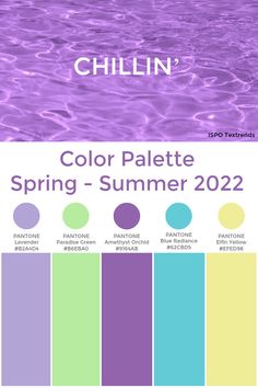 the color palette for spring - summer 2012 is shown in purple, blue and yellow