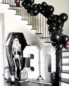 Rip Themed 30th Birthday, Rip To My 20s Party Decor Diy, 30 Black Birthday Party, Rip To 30s Party, Flapper 30th Birthday, Halloween Themed 40th Birthday Party, Goodbye Twenties 30th Birthday, Farewell To My 20s Birthday, 30th Birthday Party Ideas For Women Diy