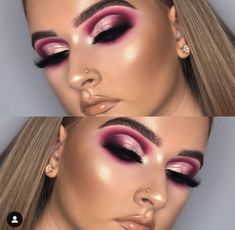 Hot Pink Smoky Eyeshadow, Fuschia Makeup Looks, Makeup Fucsia, Makeup Geek Eyeshadow, Birthday Makeup Looks, Great Makeup, Makeup Is Life, The Best Makeup