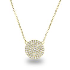 Spoil Cupid 925 Sterling Silver Cubic Zirconia Pave Disc Round Circle Chain Necklace 18 Diameter 12mm Circle Chain, Round Pendant Necklace, Round Circle, Disc Necklace, Circle Pendant, Round Pendant, Cubic Zirconia