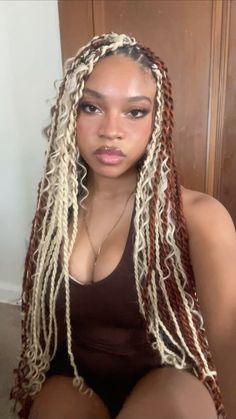 Color Twists Black Women, Ginger And Blonde Island Twist, Blonde And Brown Passion Twist, Green Passion Twist, Ginger And Blonde Goddess Braids, Honey Blonde Twists Black Women, Brown And Blonde Twists, Colored Island Twist, Brown Twists Black Women