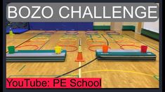 the bozo challenge has been set up in an indoor gym