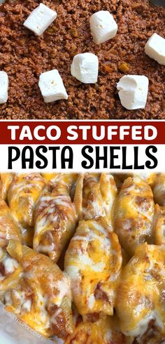 taco stuffed pasta shells with cheese on top