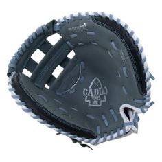 the catchers mitt is gray and black