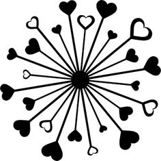 a black and white image of hearts arranged in a circle