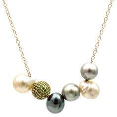 Pave Tsavorite 14k Tahitian Pearls Gold Fill Necklace     * Tahitian Pearls   * Pave Tsavorite    * 14k Yellow Gold   * Gold Fill Chain    * Length 20"    * P-3250 Tahitian Pearl Necklace, Tahitian Pearls, Gold Filled Chain, Gold Gold, Chain Lengths, Chain Length, Gold Filled, Pearl Necklace, Yellow Gold