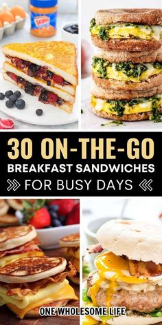 collage of breakfast sandwich recipes Healthy English Muffin Recipe, Croissant Sandwich Recipes, English Muffin Recipe Breakfast, Recipes For On The Go, Healthy English Muffin, To Go Breakfast, Meal Prep Freezer, English Muffin Breakfast Sandwich, Quick Breakfast Sandwich